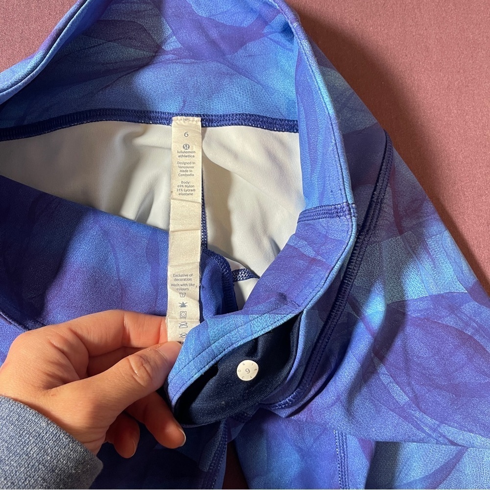 Lululemon Wunder Under Pant III Midnight Tulle Multi - Size 6 Blue Leggings - Picture 6 of 6